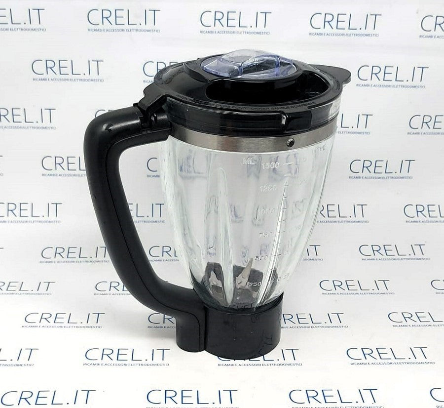 Assieme Caraffa In Vetro Frullatore Impastatrice Silver Crest Skmp 1300 Usata