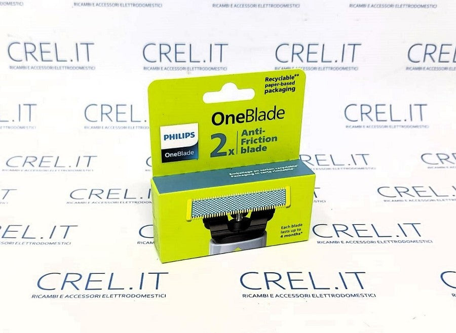 N.2 Lame Di Ricambio Rasoio Philips Oneblade