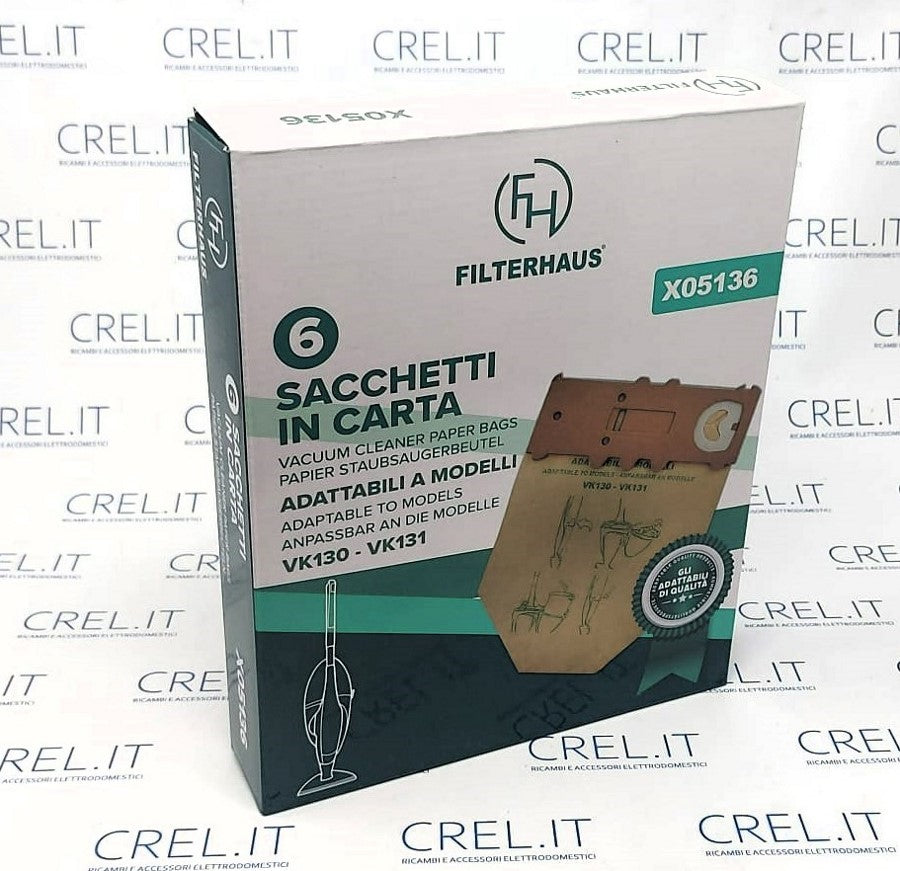 6 Sacchi Carta Adattabili Folletto Vk130 Vk131