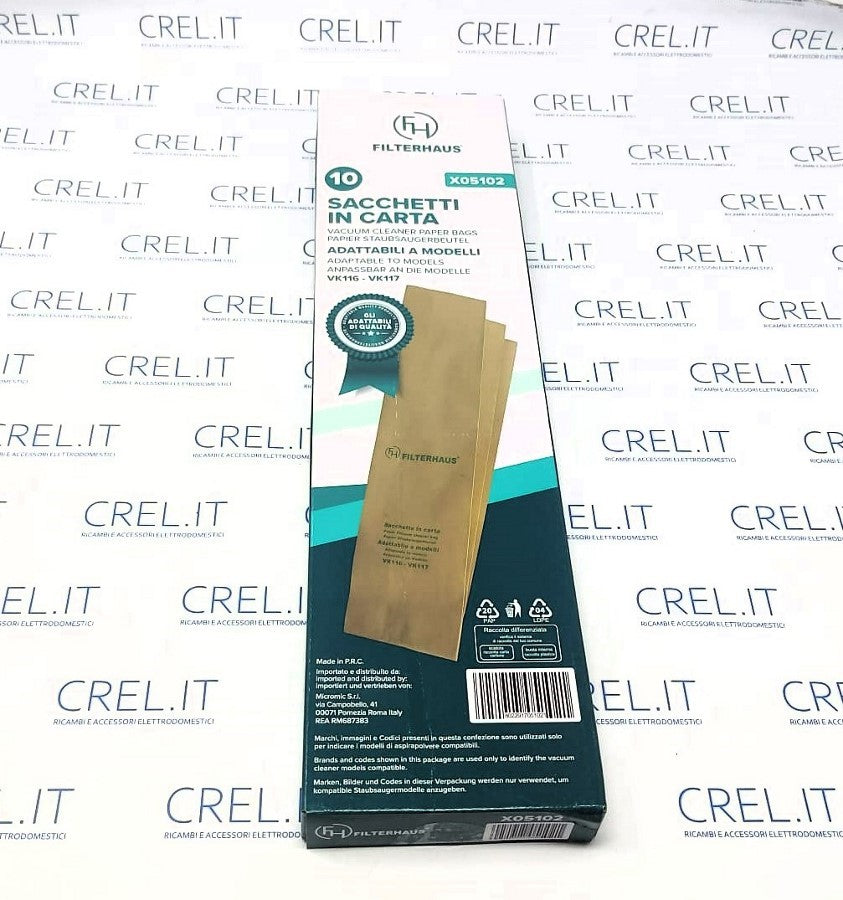 10 Sacchi Carta Adattabili Folletto Vk117 Vk118