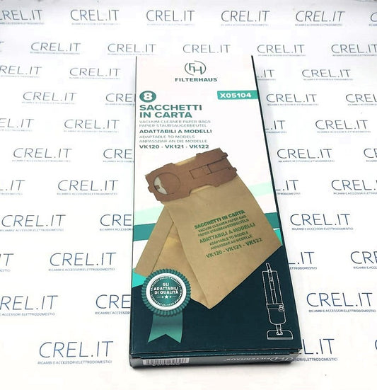 8 Sacchi Carta Adattabili Folletto Vk120 Vk121 Vk122