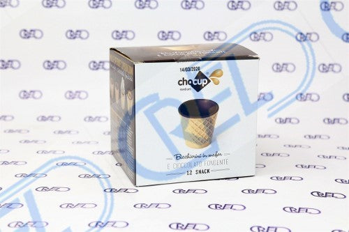 12 Bicchierini In Wafer E Cioccolata Fondente Chocup Medium 60 Ml