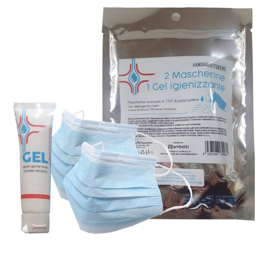 2 Mascherine + 1 Gel Igienizzante