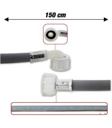 Tubo Carico Lavatrice Femmina Femmina 3/4 150cm
