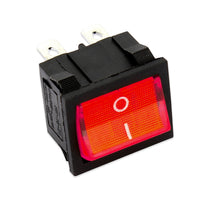 Interruttore Bipolare Luminoso Rosso 6a 250v 19x23 Mm 4 Faston 4,8 Mm
