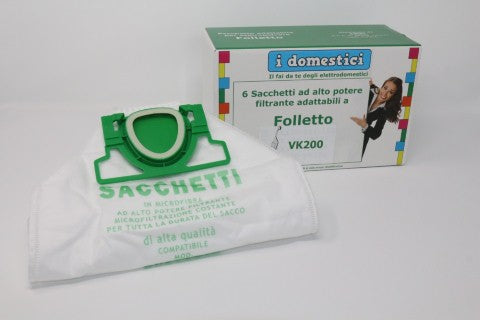 6 Sacchi In Microfibra Adattabili Folletto Vk200