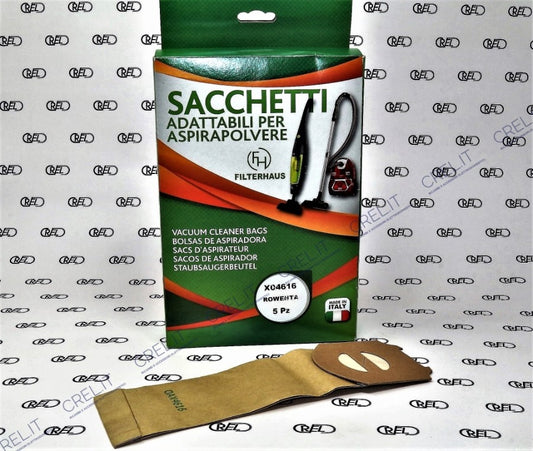 5 Sacchi Carta Per Scopa Rowenta Slim Line Rh5 Rh6